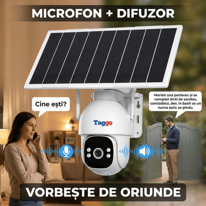 Camera Supraveghere 4G Solară Taggo Pro S30 – Full Color Noapte, eSIM, Detecție AI 40M, AOV 24/7, 5MP