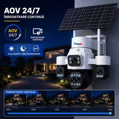 Camera supraveghere HiEasy 4K 4G cu eSIM, 20MP, 5 lentile, Zoom 18X, functie AOV, dublu panou solar, detectie umana AI, comunicare bidirectionala