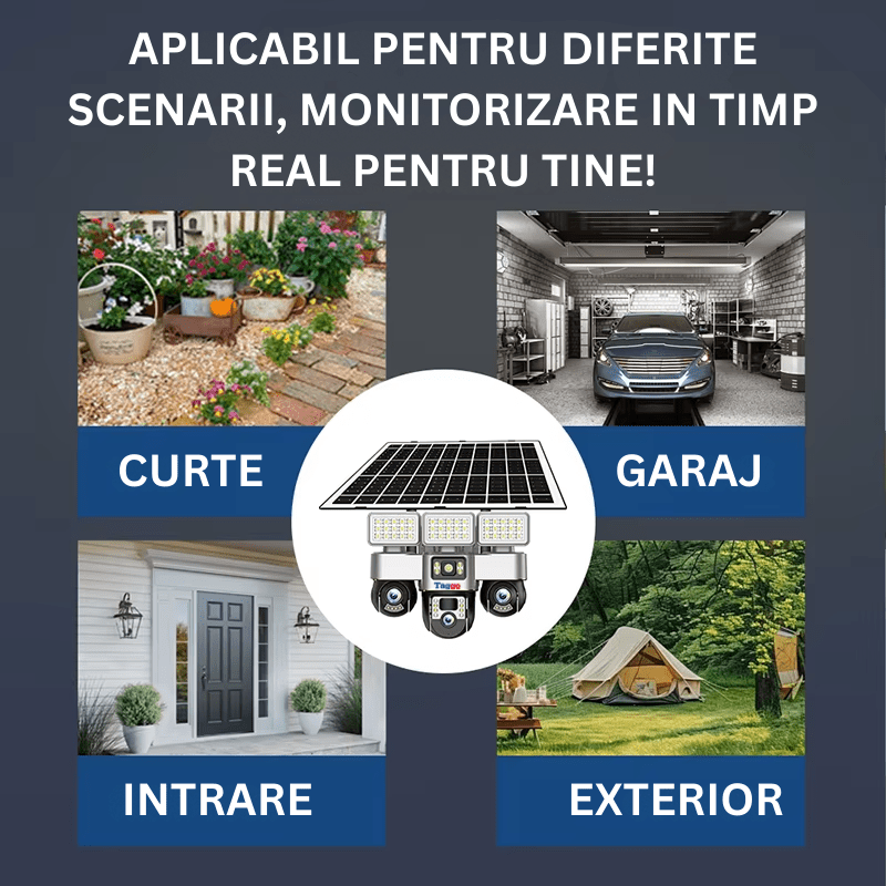 Camera de Supraveghere cu Panou Solar, Conexiune 4G, 12MP, Detectie miscare, Vedere pe Timp de Noapte, Urmarire Miscare Umana, Rezistent la Apa/Intemperi, Comunicare Bidirectionala