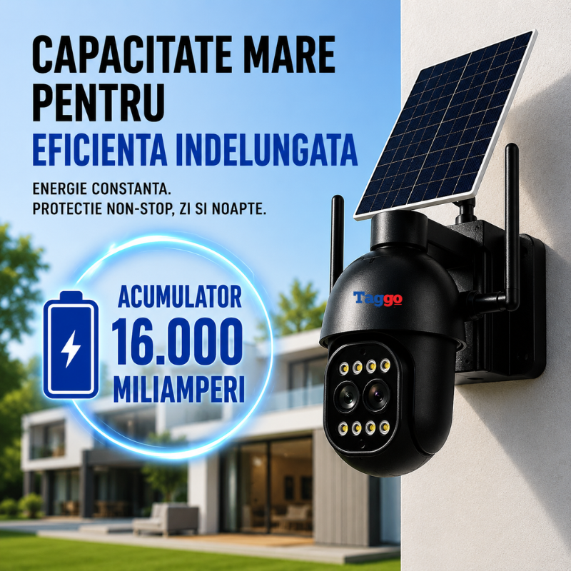 Camera WiFi Solara 5MP cu Zoom Optic 12x, AI Detectie Umana, Inregistrare 24/7, IP66