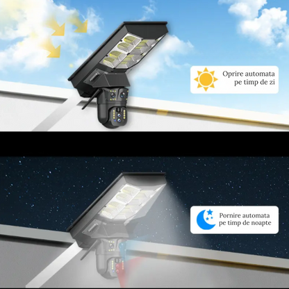 Lampa stradala cu camera 4G si incarcare solara, 8MP cu Vedere Nocturna, Zoom 10X,Urmarire Automata si Comunicare Bidirectionalal