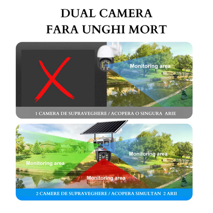 Camera Supraveghere Solara 4G 4K Ultra HD, Zoom 10X, Panou 10W, Rotire Din Aplicatie, Rezistenta La Apa IP 66