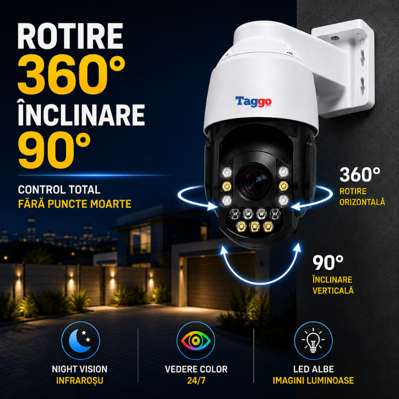 Camera Supraveghere Conexiune PoE 4K 8MP, Rotire 360°, Zoom Optic 36X,LPR- Identificare Numere de Inmatriculare, IP65