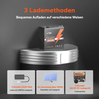 Acumulator LiTime 12V 20Ah LiFePO4 cu ciclu adânc, BMS 20A, 256Wh