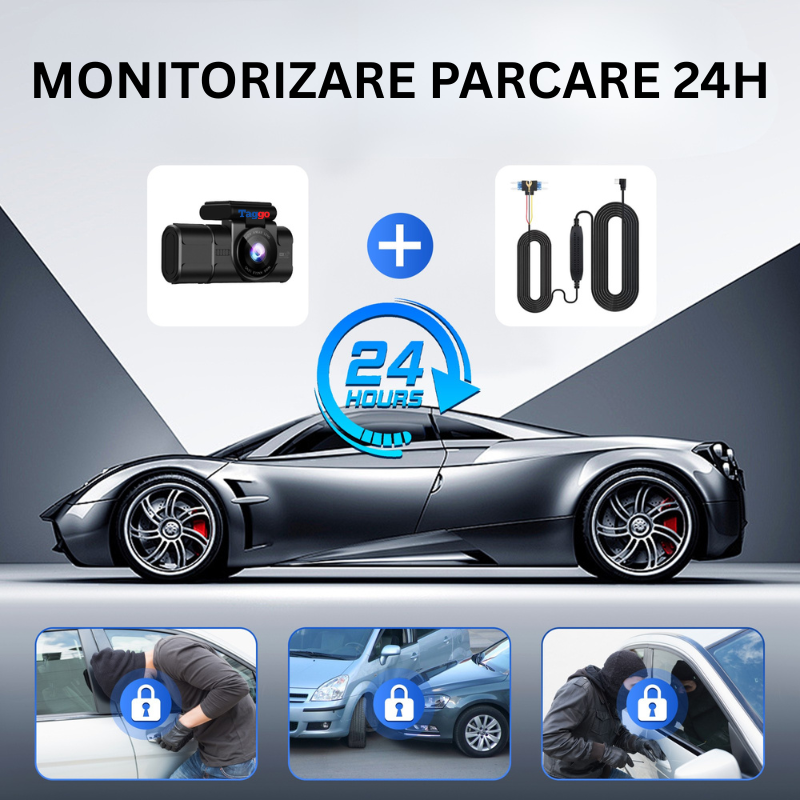 Camera auto Tripla TAGGO WIFI Fata 4K + Interior 1080p + Spate 1080p, Monitorizare Parcare 24h
