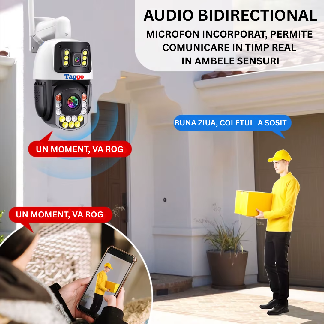 Camera Supraveghere, Conexiune WIFI 8MP, 4K ZOOM Optic 50X, Vedere color pe timp de noapte