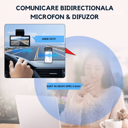 Camera auto DVR 2K, camera spate 1K, conexiune 4G cu cartela SIM, monitorizare parcare si functie GPS.