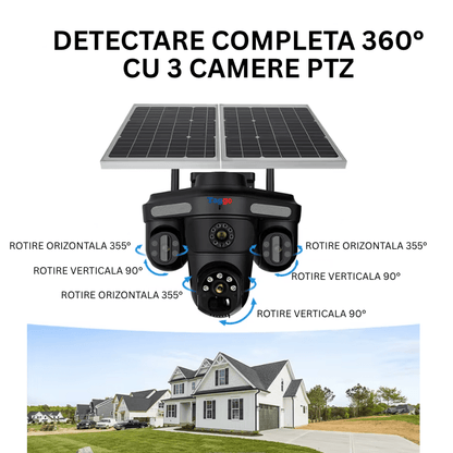 Camera de Supraveghere 12MP, Cartela SIM 4G, Monitor Panoramic, Control din Aplicatia Mobila, Panou Solar