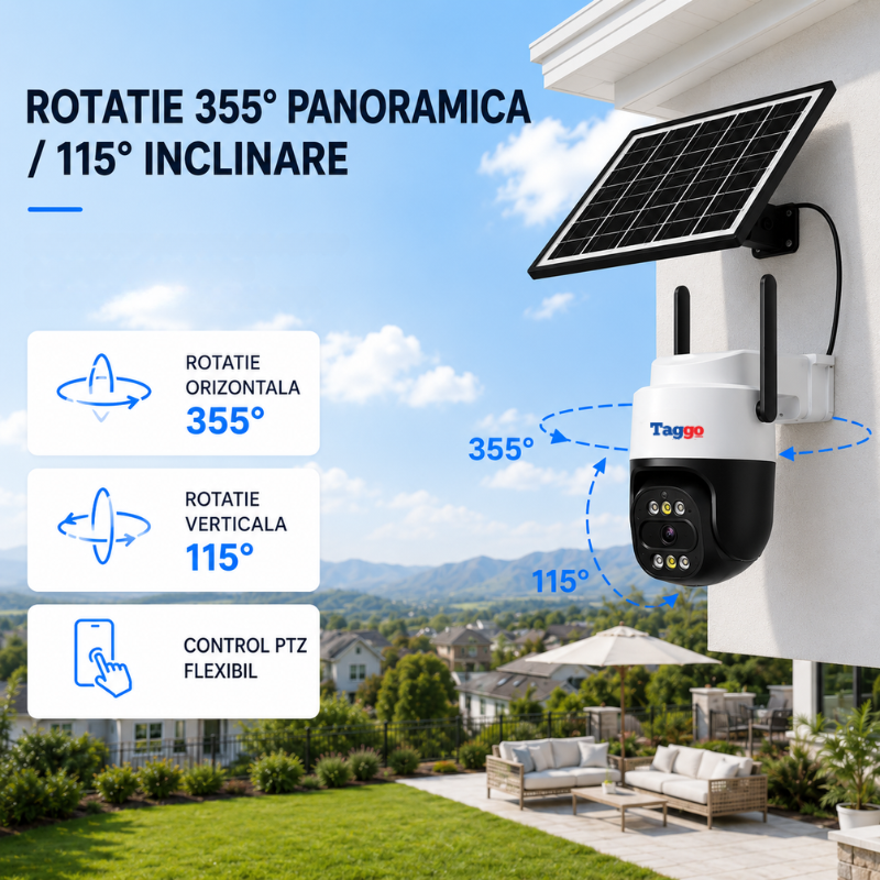 Cameră Supraveghere 4G AOV PTZ 5MP Solară | Hieasy