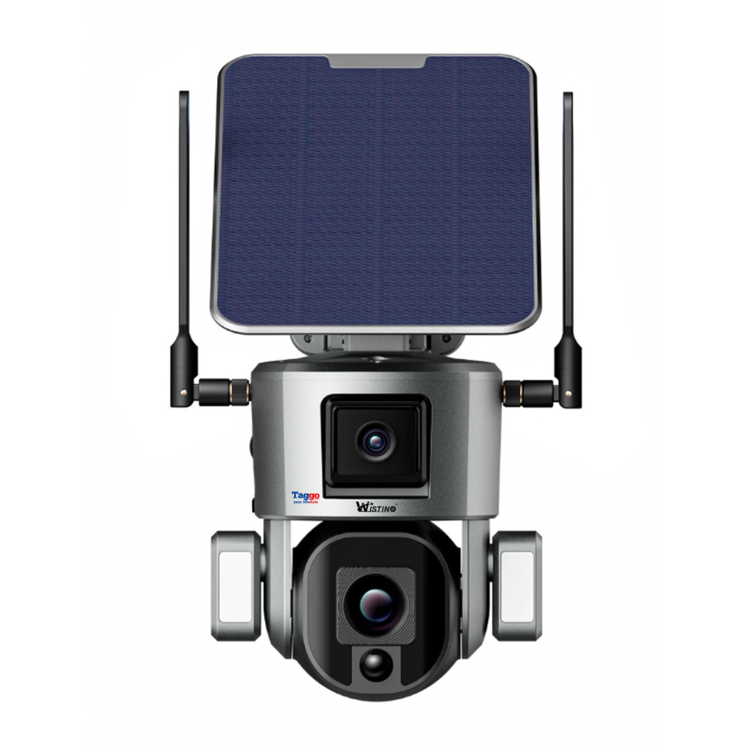 Camera Video Supraveghere Wireless 4K Ultra HD, Dual Camera 4MP+4MP, 4X Optical ZOOM, Incarcare Solara, Rotire Din Aplicatie, Rezistenta La Apa IP 66
