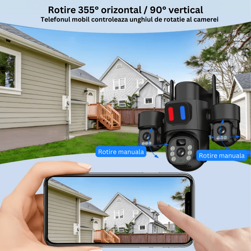 Camera Solara 4G 12MP cu 3 Lentile, Panou Solar si Detectare AI