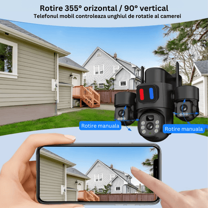 Camera Solara 4G 12MP cu 3 Lentile, Panou Solar si Detectare AI