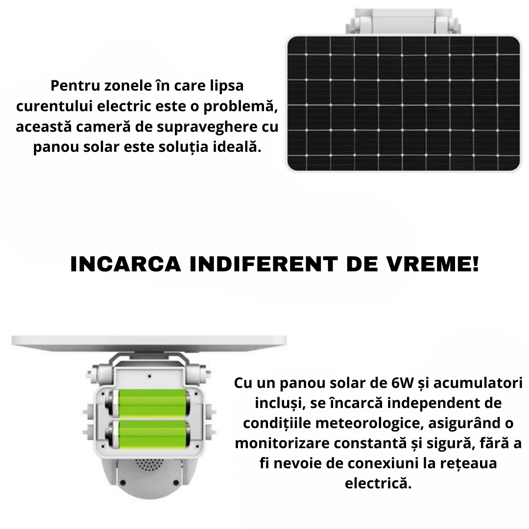 Camera de Supraveghere Solara WIFI 5MP, Panou Solar, Control din Aplicatie, Rezistenta la apa