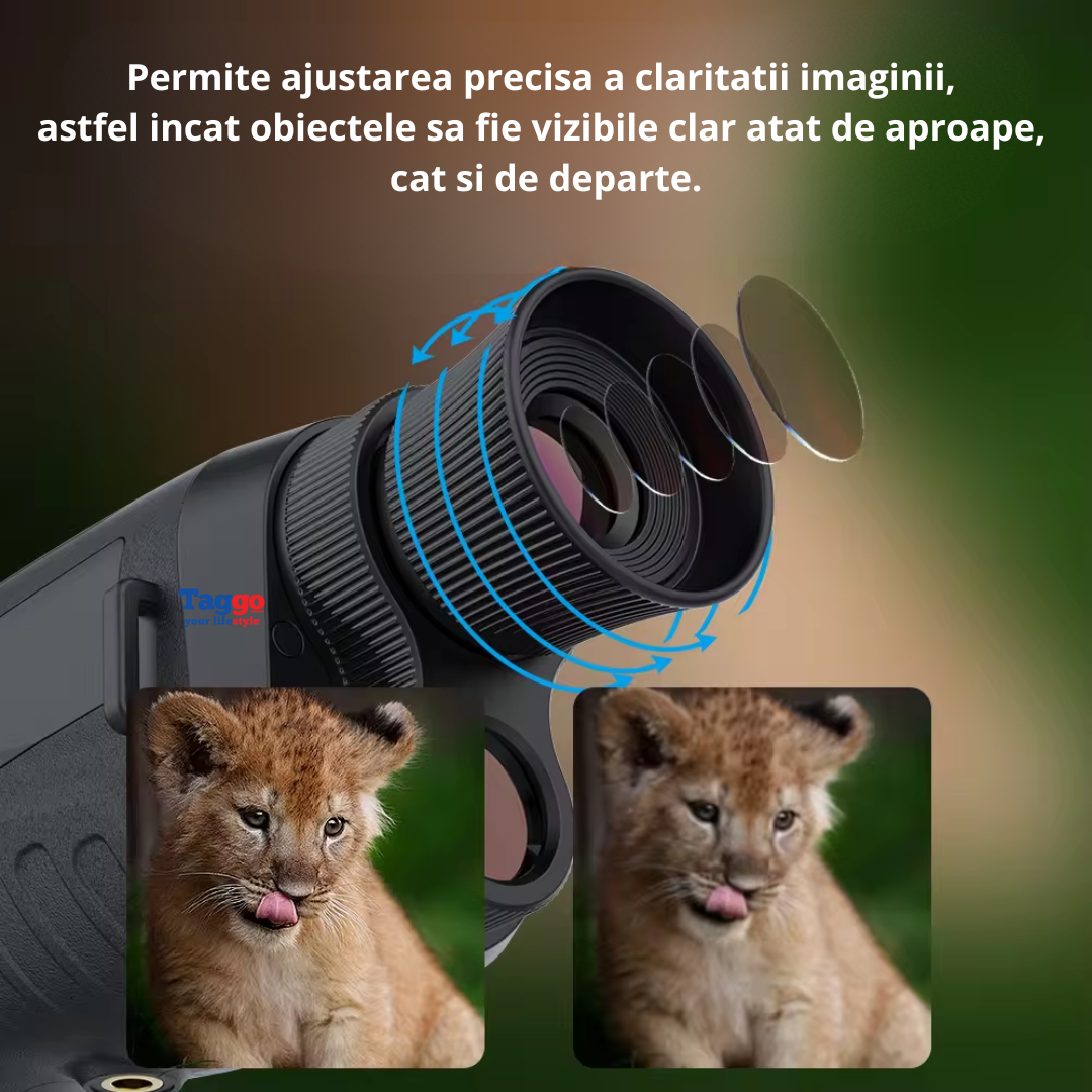 Monocular Digital Profesional cu Night Vision de Vanatoare 4K, Zoom 8X, Ecran LCD, Acumulator, Verde - Taggo.ro