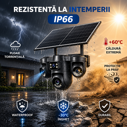 Cameră Supraveghere 4G Solară 360° 12MP AOV | O-KAM Pro