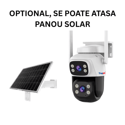 Camera de Supraveghere WiFi, Doua Lentile HD 6 MP,  Vedere Nocturna, IP66,  Audio Bidirectional, Detectie Miscare