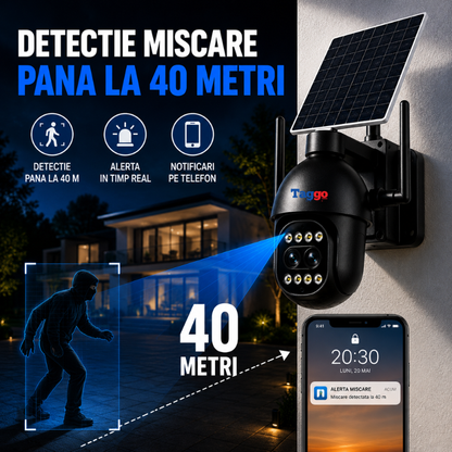 Camera WiFi Solara 5MP cu Zoom Optic 12x, AI Detectie Umana, Inregistrare 24/7, IP66