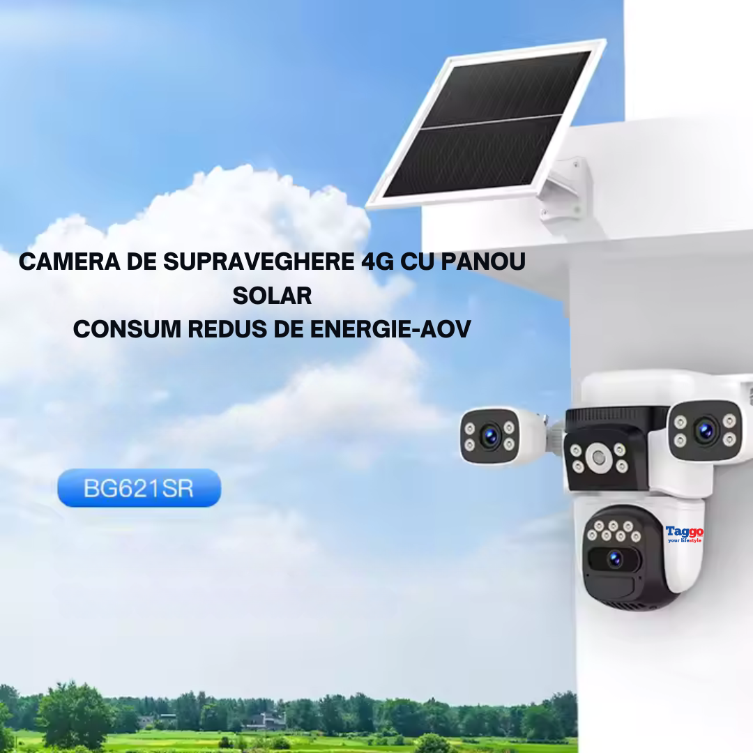 Camera crocodil solar 4G multi-lentile, 12MP, panou solar, stocare in cloud si SD, Rezistenta la apa IP66, Urmarire persoane