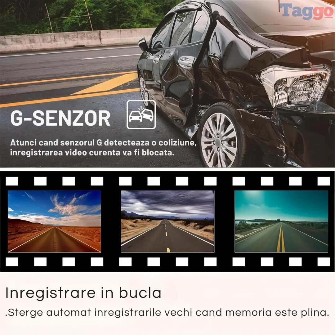 Camera auto J05 4k + camera interior 720P + camera spate 720P, WiFi