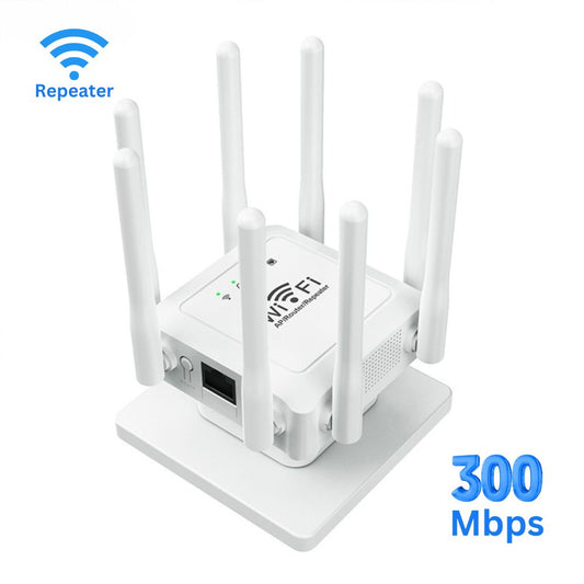 Amplificator WiFi 300Mbps cu 8 Antene Externe, Amplificator de Semnal si Extindere a Retelei pentru conectivitate rapida si stabila
