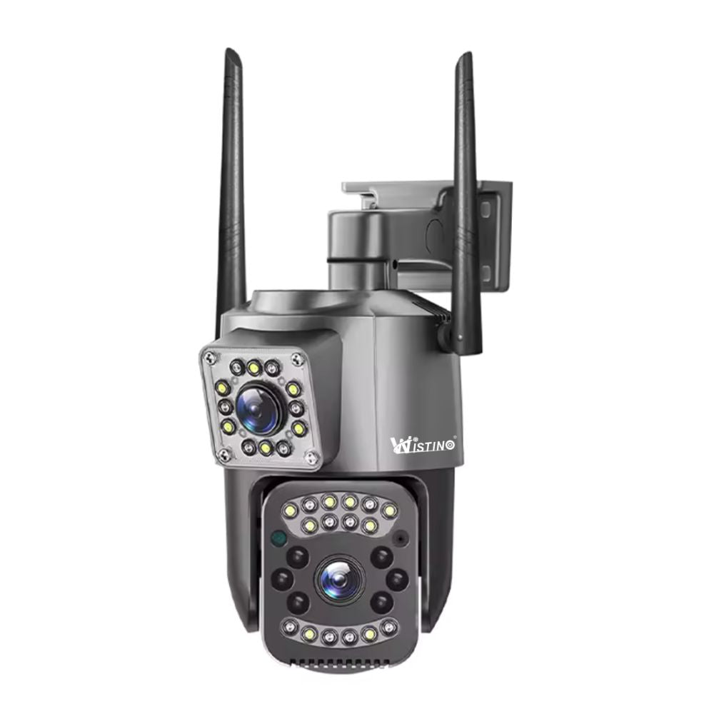 Camera de supraveghere WIFI 4K, 8MP, 2 lentile, Urmarire automata, Control din aplicatie, Rezistenta la apa IP66