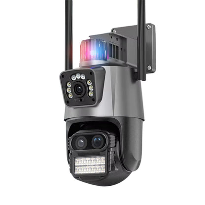 Camera de supraveghere WIFI 5K, 3 lentile, Zoom 8X, Control din aplicatie, Urmarire automata, Rezistenta la apa IP66