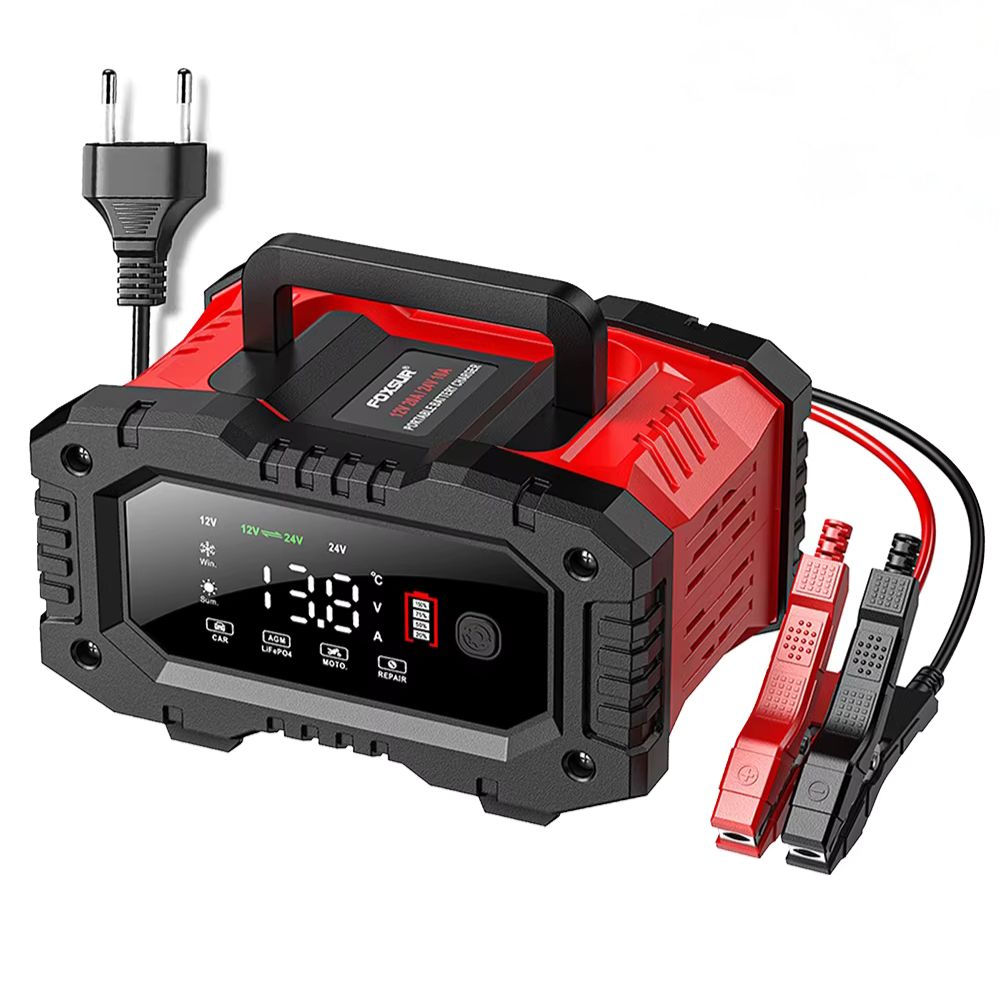 Redresor auto digital cu afisaj LCD, pentru incarcare baterii AGM, Acid Plumb si LiFePO4, Inteligent, Auto, Moto, Camion, 12V 20A / 24V 10A