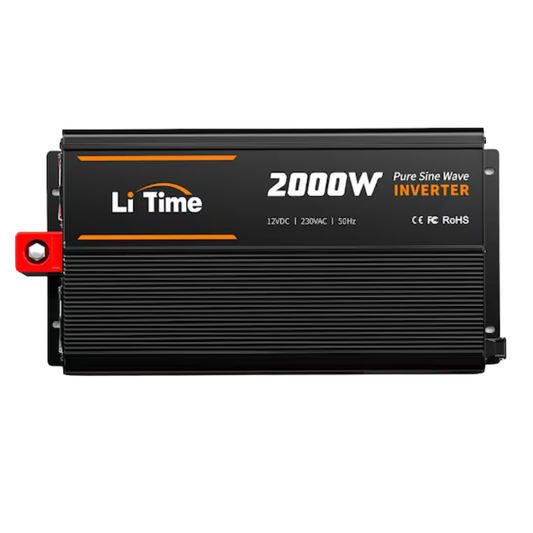 Invertor LiTime 2000W Sinus Pur, 12V la 230V – Auto, Solar, Camping, protectie completa, telecomanda, 2 prize AC, 18A