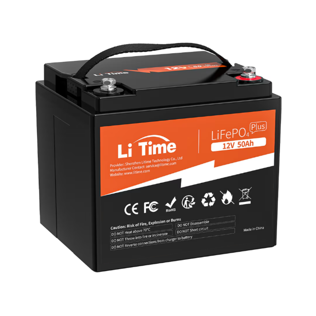 Baterie solara LITHIUM LiTime 12V 50Ah LiFePO4 cu BMS, 640Wh, IP65, 198x166x170mm