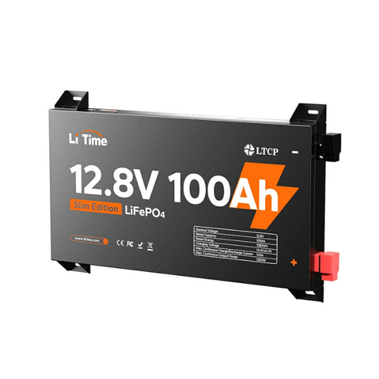 Baterie Litiu SLIM 12V 100Ah LiFePO4 LiTime BMS 100A 1280Wh – Deep Cycle, Carcasa Metalica