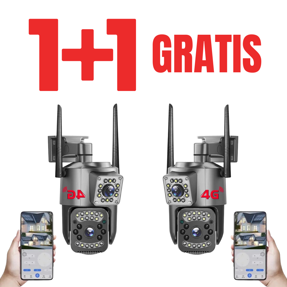 Camera de supraveghere 4G Cartela SIM 4K, 8MP, 2 lentile, Control din aplicatie, Urmarire automata, Rezistenta la apa IP66