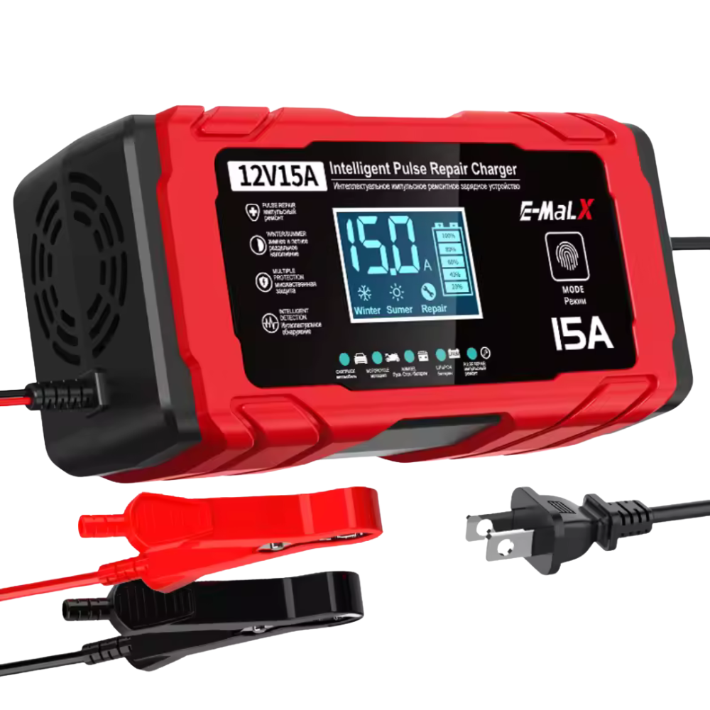 Redresor rapid auto 12V 15A cu functie de reparare – compatibil LiFePO4, AGM, GEL, Plumb-Acid
