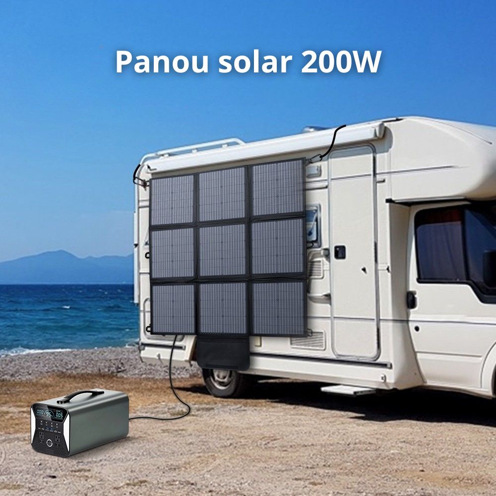 Panou Solar 200W Pliabil Portabil cu design flexibil, IP67, cablu de incarcare MC4 la Anderson/XT60/DC5521/7909