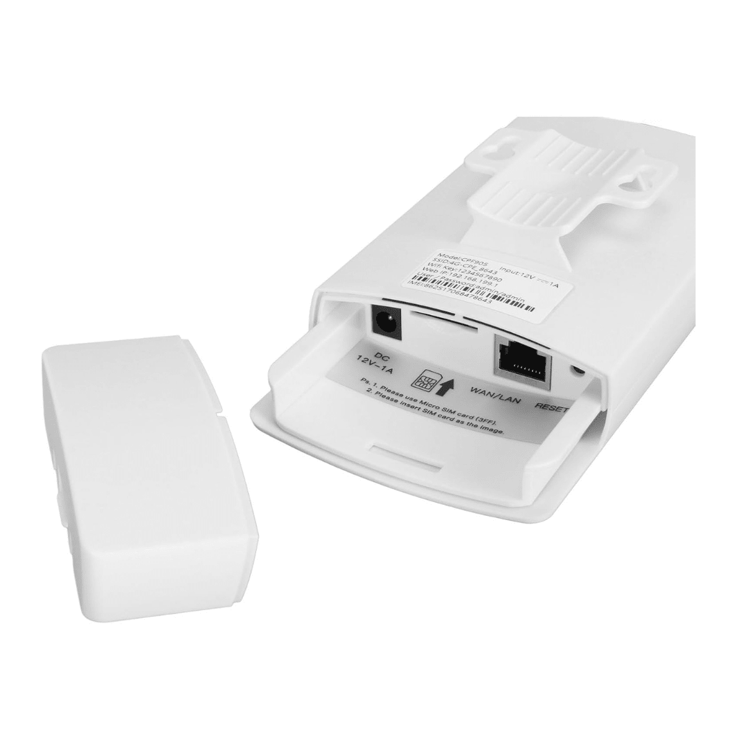Router exterior IP65 wireless Taggo.ro cu viteza 300Mbps, slot SIM 4G/5G, antene externe și port LAN.