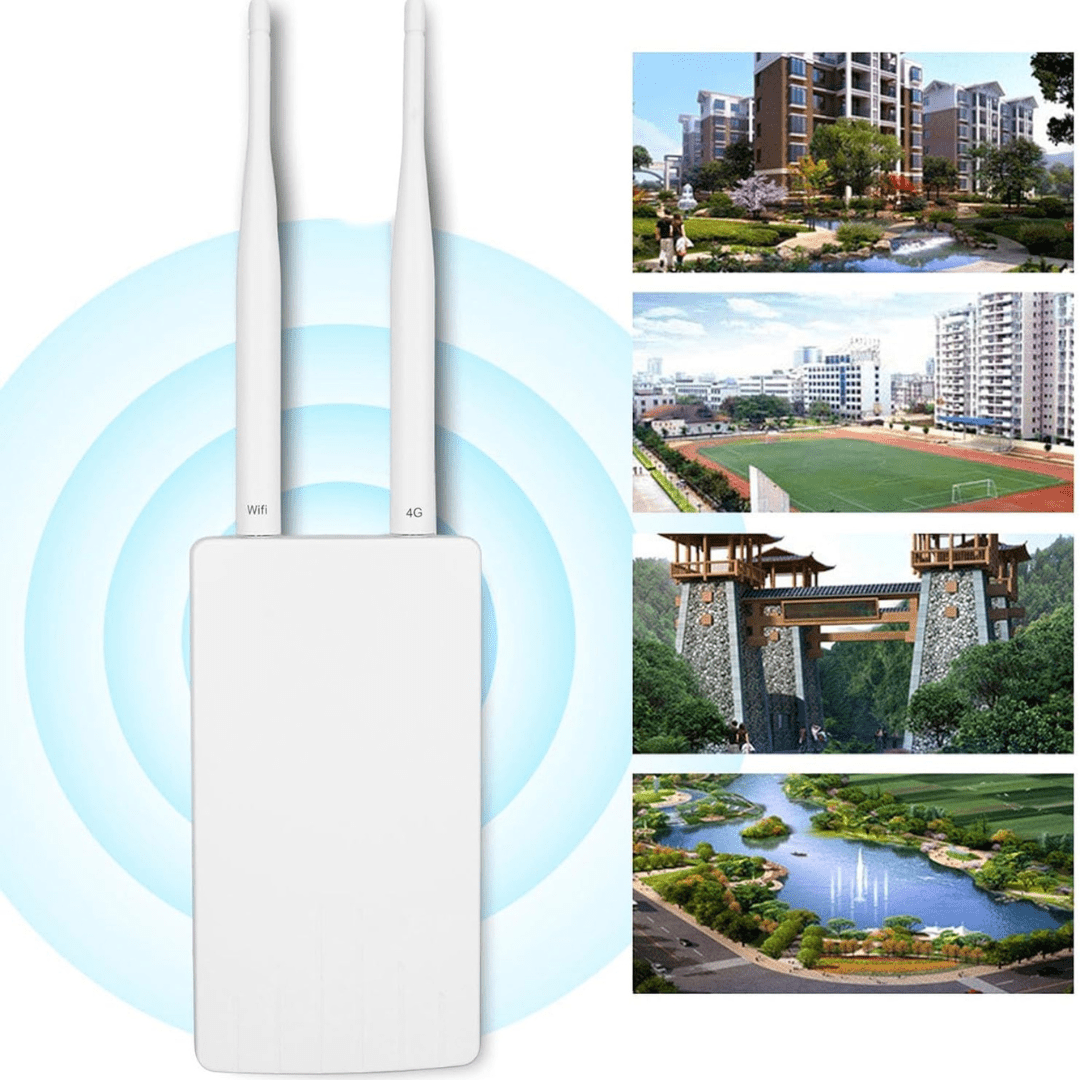 Router exterior IP65 wireless Taggo.ro, 300Mbps, slot SIM 4G/5G, antene externe și port LAN, alimentare 12V.