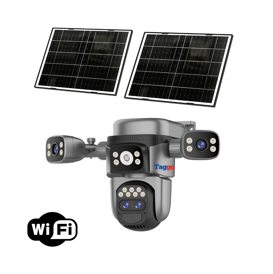 Camere supraveghere WiFi Crocodil Fast Bundle, 12 MP, zoom optic, panou dublu, pachet combo cu 2 camere, design modern