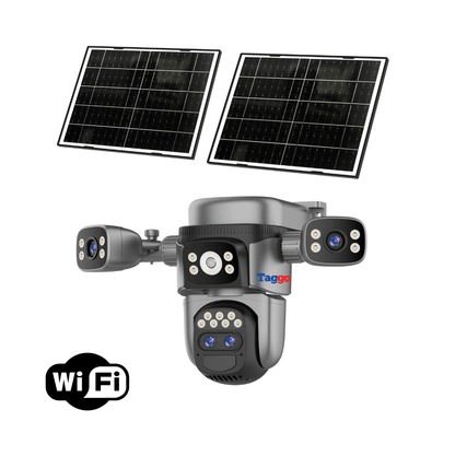 Camere supraveghere WiFi Crocodil Fast Bundle, 12 MP, zoom optic, panou dublu, pachet combo cu 2 camere, design modern