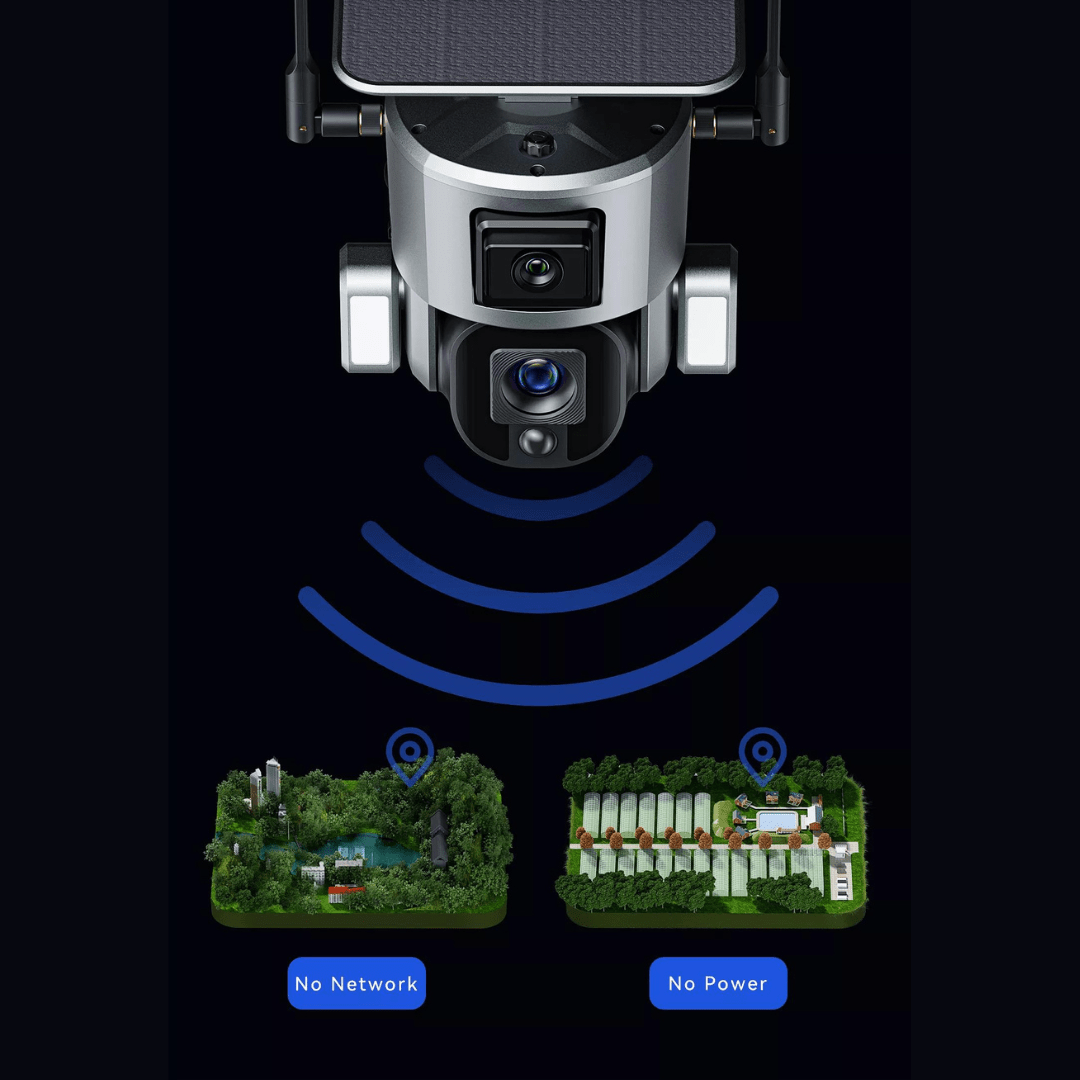 Camera de supraveghere exterior wireless 4K Ultra HD WISTINO cu dual camera 4MP+4MP, zoom 10X și rezistență IP66, control din aplicație