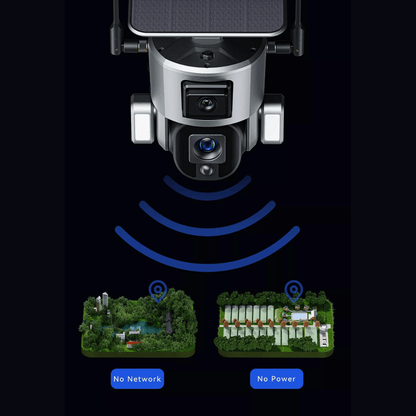 Camera de supraveghere exterior wireless 4K Ultra HD WISTINO cu dual camera 4MP+4MP, zoom 10X și rezistență IP66, control din aplicație