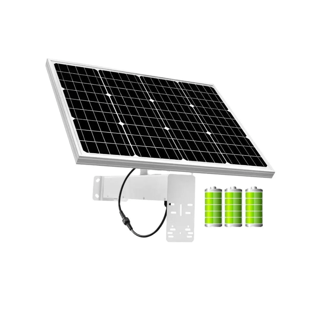 Panou solar Taggo de 80W cu baterie de 40Ah inclusă, pentru camere de supraveghere, ieșire 12V, în imagini detaliate.