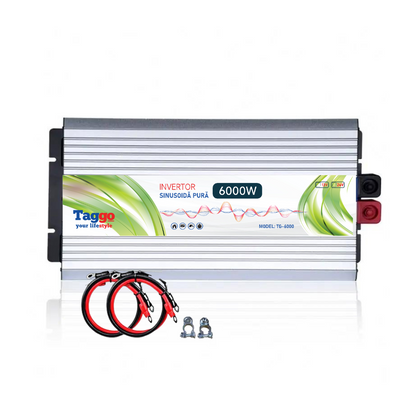 Invertor 6000W 12V – 220 V auto si panouri solare SINUS PUR, unda pura rulota, casa, cabana