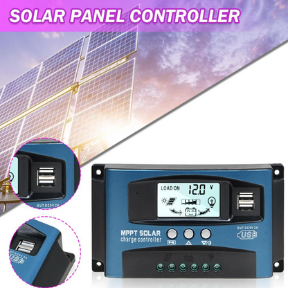 Controller solar, MPPT / PWM, 100A, 1200W/12v 1200W/24V, Dual USB, LCD display, Control din Aplicatie