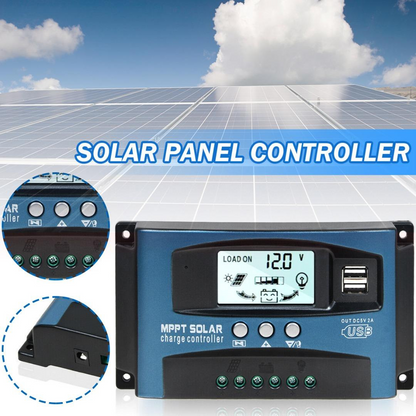 Controller solar, MPPT / PWM, 100A, 1200W/12v 1200W/24V, Dual USB, LCD display, Control din Aplicatie