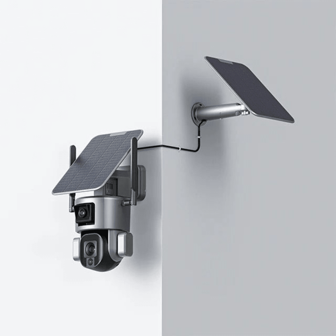 Panou solar 6W pentru cameră de supraveghere 4G și 4K Ultra HD, dual camera 4MP+4MP, lungime cablu 2,5 metri, Taggo.ro