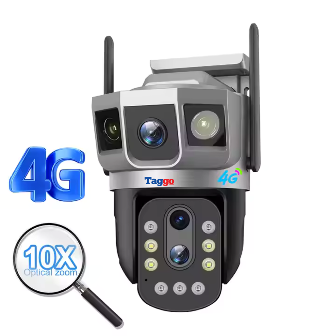 Camera de Supraveghere 4G, 3 lentile, 6K 12MP, Zoom 10x optic, Notificari, Control din Aplicatie, Urmarire Automata