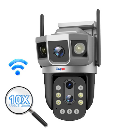 Camera de Supraveghere 4G, 3 lentile, 6K 12MP, Zoom 10x optic, Notificari, Control din Aplicatie, Urmarire Automata