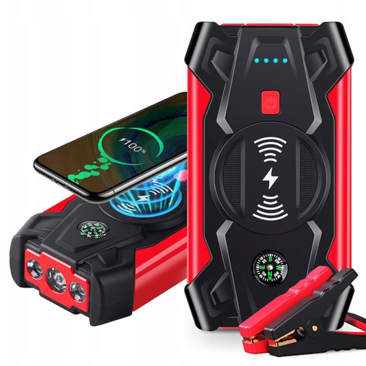Starter auto pentru motor benzina/diesel, multifunctional, 16000mAh, 12V, 2 iesiri USB, lumini de urgenta, busola, 17X9.5X4cm