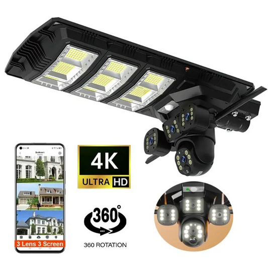 Lampa stradala cu camera 4G si incarcare solara, 9MP, 20000mAh, Taggo Pro, viziune nocturna, IP66