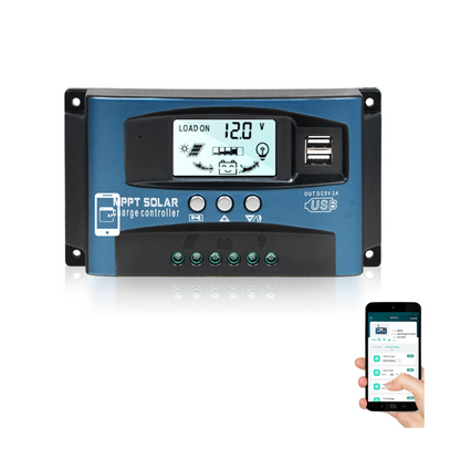 Controller solar, MPPT / PWM, 60A, 750W/12v 750W/24V, Dual USB, LCD display, Control din Aplicatie