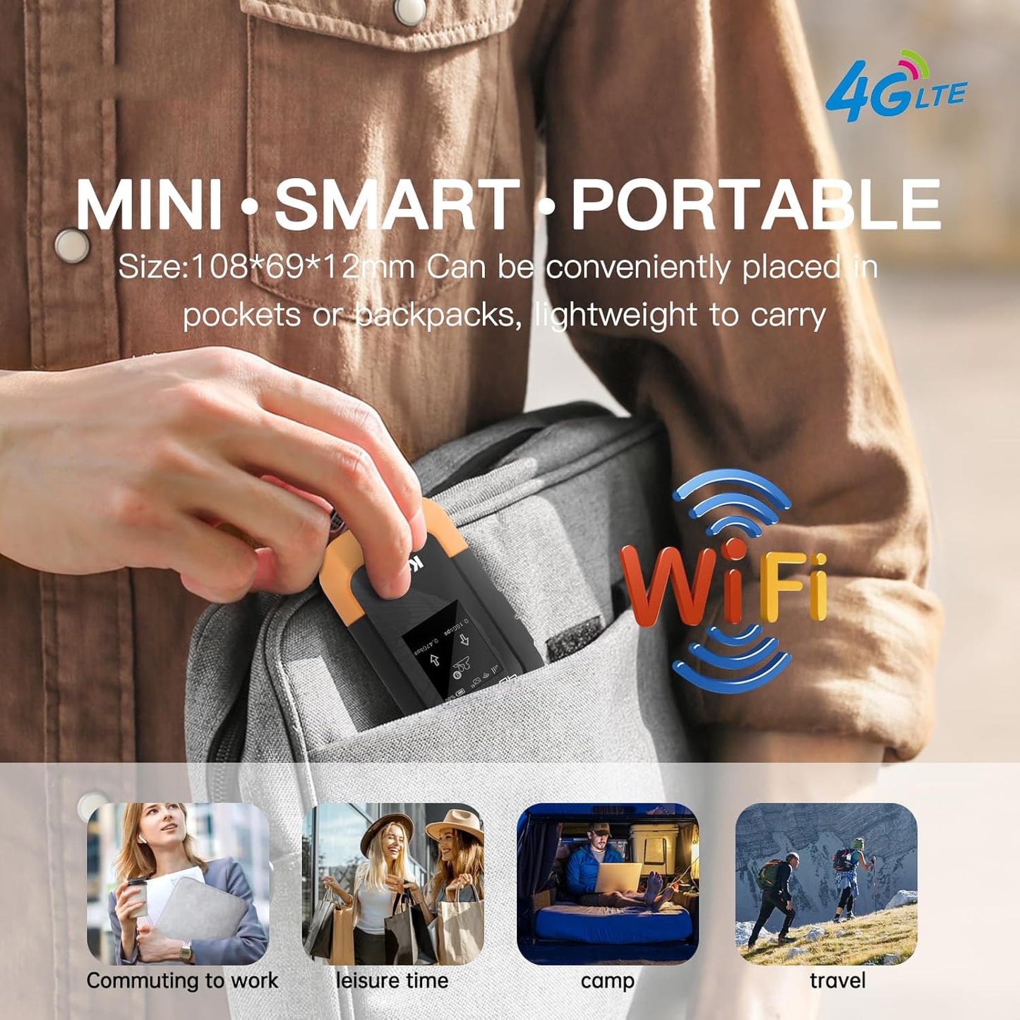 Router Portabil 4G LTE WiFi 6 cu eSIM si Nano SIM, Baterie 3000 mAh